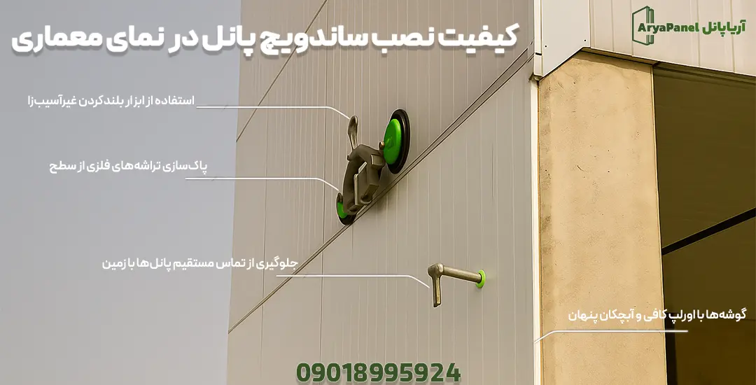 نصب نمای پانلی با ساکشن لیفتر و نکات حفاظت سطح
