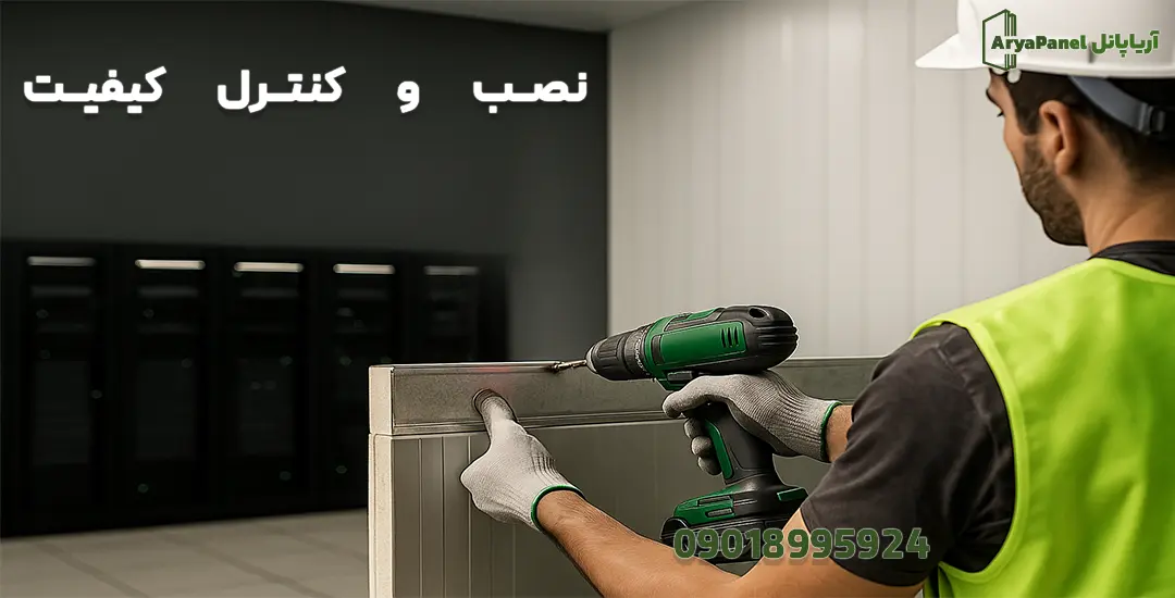 نصب ساندویچ پانل با دریل و کنترل لبهها در اتاق سرور
