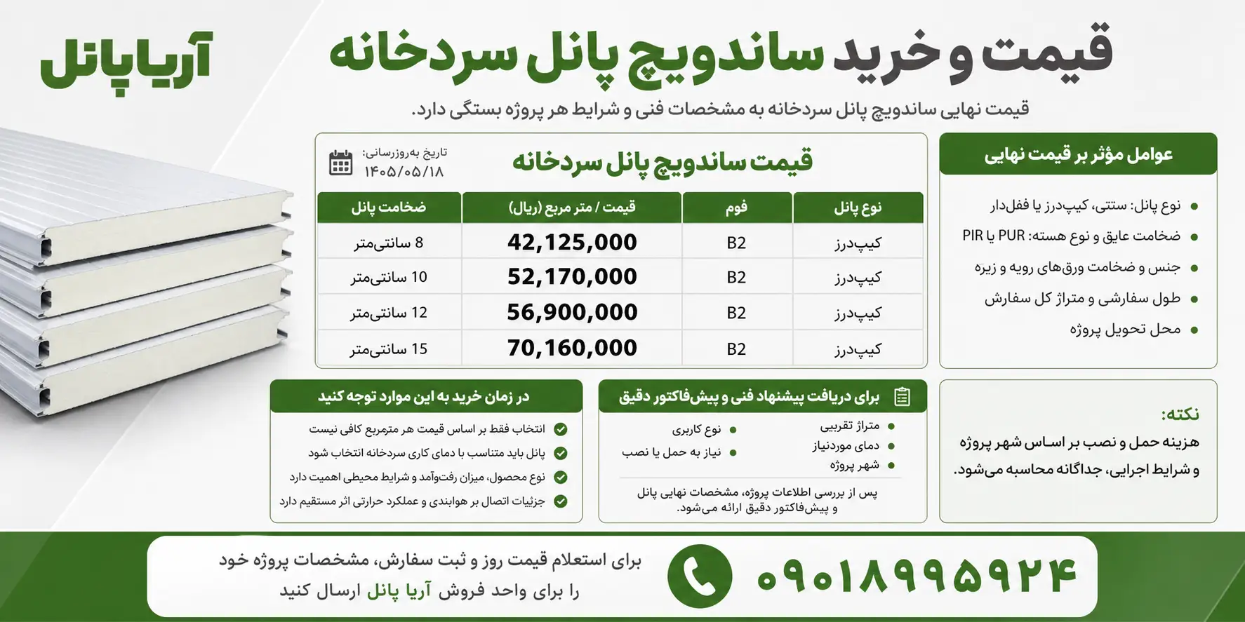 قیمت روز ساندویچ پانل سردخانه